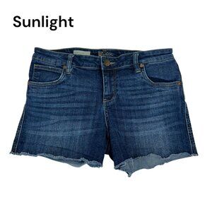 Kut From The Kloth Gidget Fray Hem Denim Shorts Women SZ 8 Blue Medium Wash